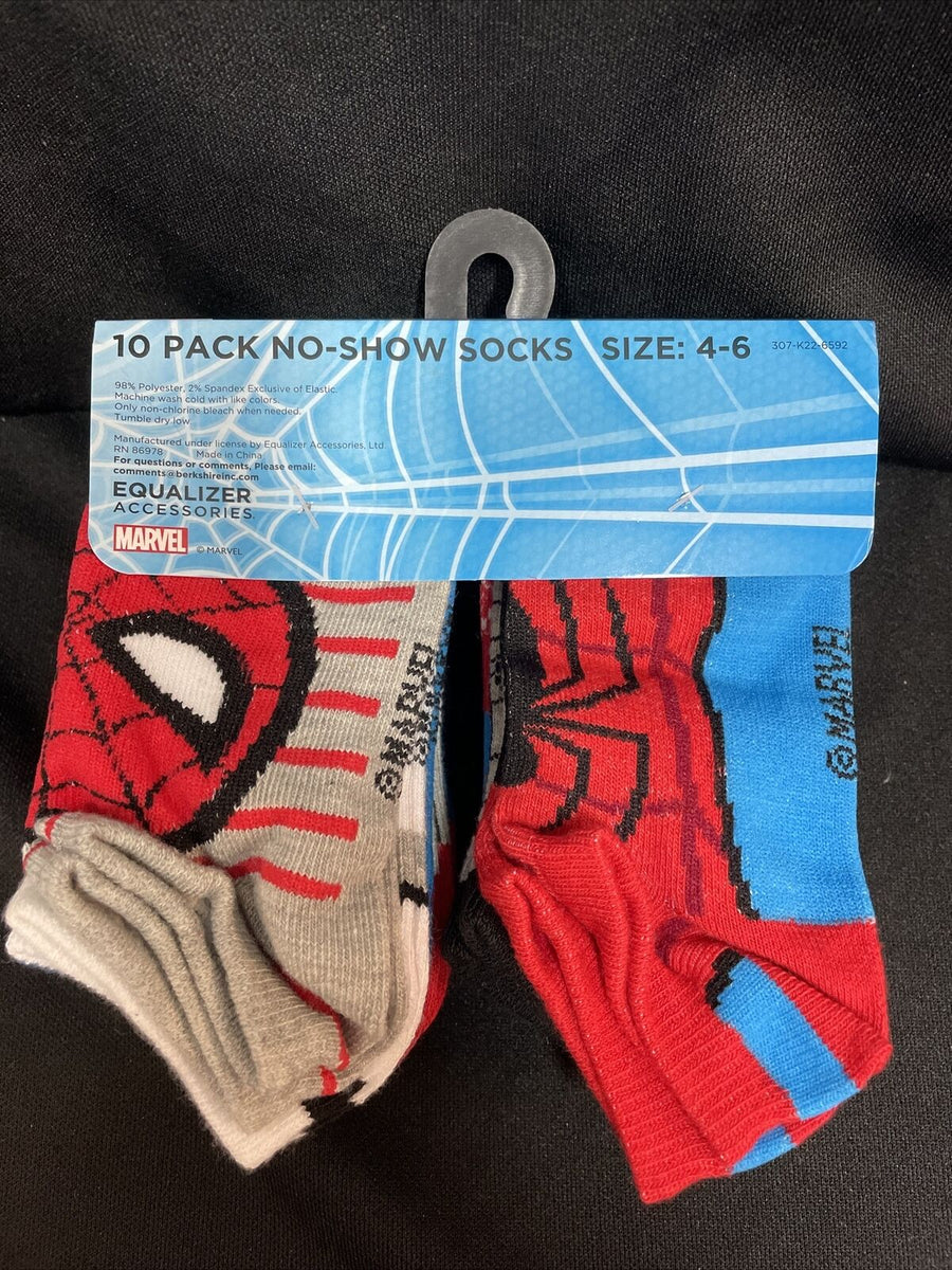 Marvel Spiderman Face Pose With Webbing Kids No Show Socks 10