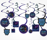 Marvel BLACK PANTHER 'Wakanda Forever' PAPER HANGING SWIRL DECORATIONS (12pc)