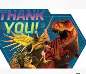 JURASSIC WORLD Dino Hybrid THANK YOU NOTES (8) ~ Birthday Party Supplies Cards