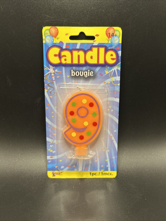 Festive Number 9 Candle Yellow Forum Novelties 2.5