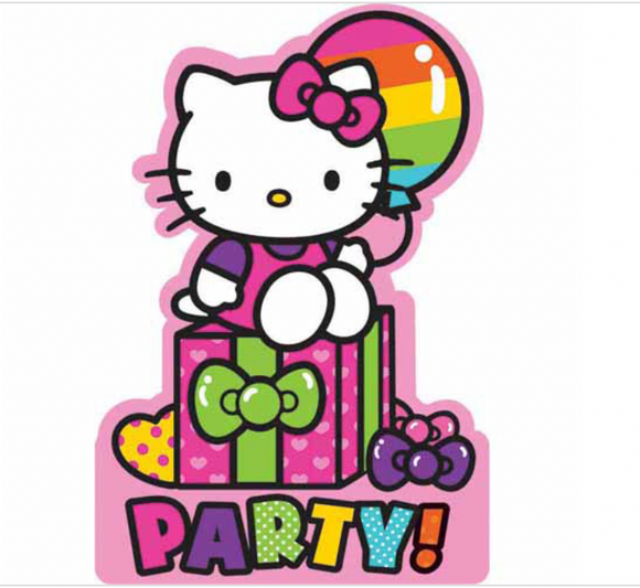 HELLO KITTY Rainbow INVITATIONS 8 Birthday Party Supplies Stationery Cards