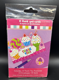 Sweet Shop Candy Cupcake Pink Kids Birthday Party Thank You Notes Cards