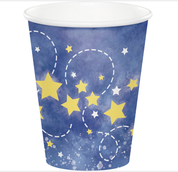 To the Moon and Back Stars Night Sky Space Baby Shower Party 9 oz. Paper Cups