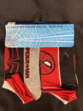 Marvel Spiderman Assorted No Show Kids 10 Pack Socks Size 6-8