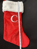RED VELVET Initial  WHITE FUR CUFF MONOGRAM B CHRISTMAS STOCKING1