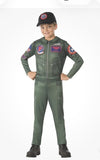 Top Gun Green Jumpsuit Military Navy Pilot Child Large 12-14 Costume0