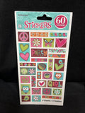 Hippie Chick Peace Owl Pink Brown Retro Birthday Party Favor Scrapbook Stickers1