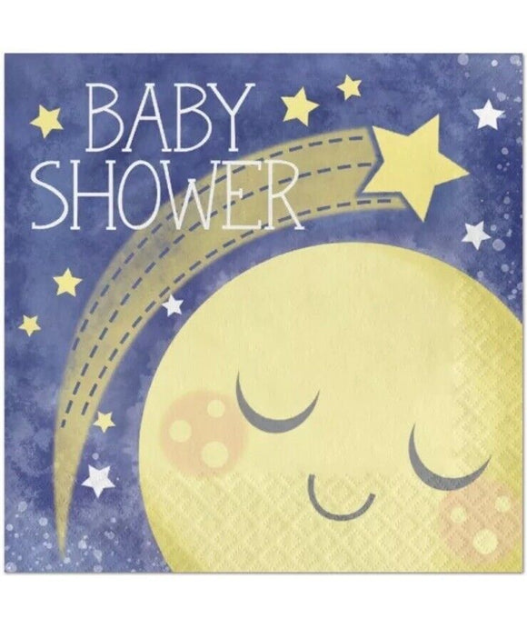To the Moon Baby Shower Lunch Napkins, 16 ct