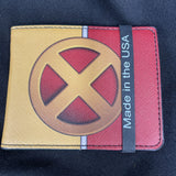 MARVEL X-MEN Bi-Fold Wallet - X-Men Logo Stripe Red Gold Silver