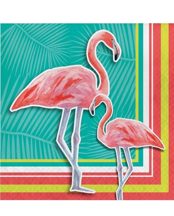 Island Oasis 16 Ct Lunch Napkins Summer Luau Pool Party Flamingos