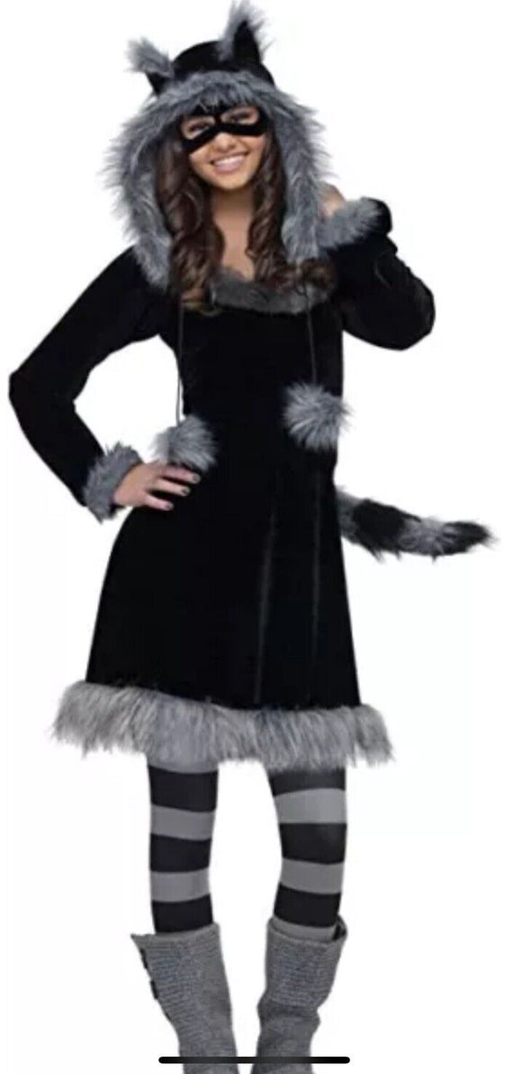 Teen Deluxe Sweet Raccoon Dress Costume W/ Hood Junior 0-9