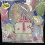 Sweet Christening Table Decoration Kit with 18" Balloon, 1 Base, and 3 Cutouts