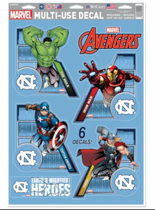 North Carolina Tar Heels /  MARVEL Multi-Use 6 Piece Decals 11" x 17"