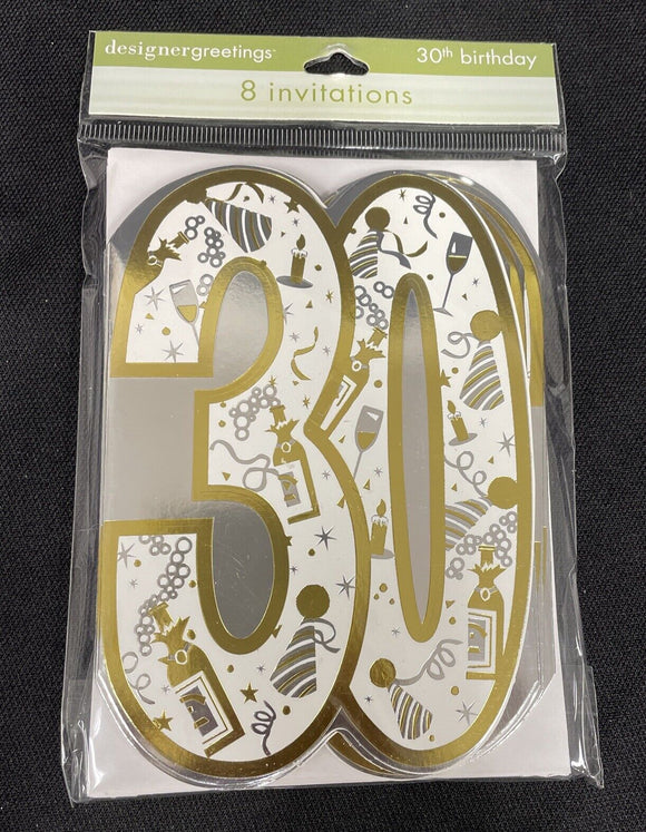 30th Birthday Party Invitations 8Ct