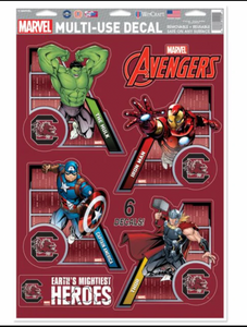 South Carolina Gamecocks /  MARVEL Multi-Use 6 Piece Decals 11" x 17"