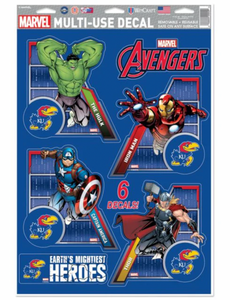 Kansas Jayhawks  /  MARVEL Multi-Use 6 Piece Decals 11" x 17"