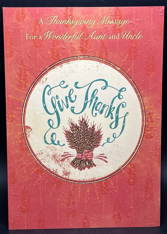 Happy Thanksgiving Aunt and Uncle Greeting Card w/Envelope