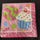 Sweet Shop Candy Cupcake Pink Kids Birthday Party Paper Beverage Napkins