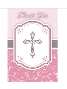 Amscan Blessings Pink Thank You Notes - Pack of 8