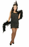 Charades Flapper Halloween Costume Black Fringe Gold Sequin Trim Sz 1X 18-22 New0