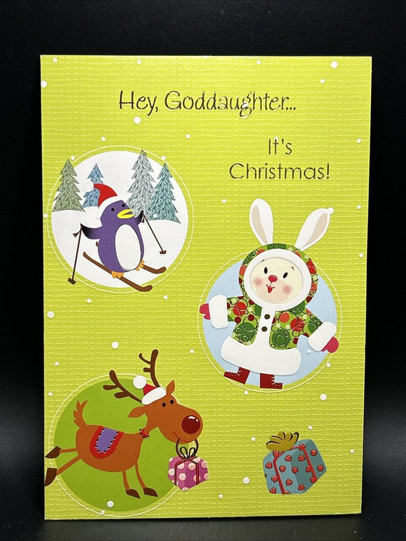 Merry Christmas Goddaughter Greeting Card w/Envelope