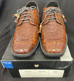 Boys Emilio Uno Brown Crocodile Lace Up Dress Shoes Size 4 1/2