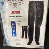 Mens Black Adult Pleather Jeans - Size 34 Costume2