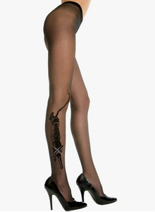 Music Legs Hosiery 7249 Sheer Pantyhose Tiger Tattoo OSFM