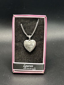 Heart Picture Locket With Love Necklace 16-18" Chain Lauren