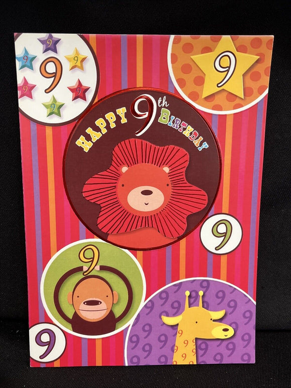 Happy 9th Birthday Greeting Card w/Envelope