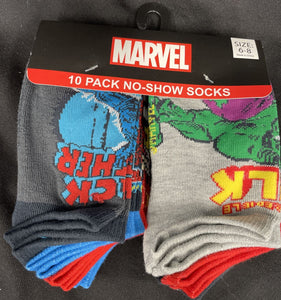 Avenger Heroes Kids No Show Socks 10Pack Size 6-8