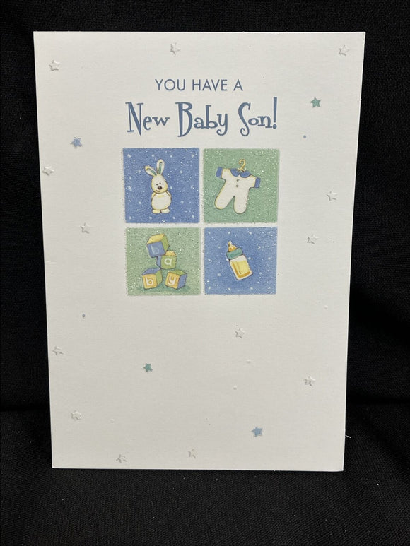 New Baby Son Greeting Card w/Envelope