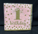 Gold Princess 1st Birthday Lunch Napkins, 16 Count