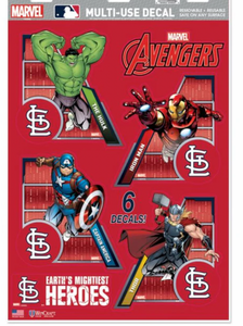 St. Louis Cardinals /  MARVEL Multi-Use 6 Piece Decals 11" x 17"