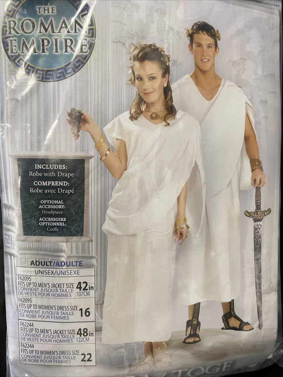 Adult Toga Costume White Robe Polyester Unisex One Size