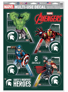 Michigan State Spartans /  MARVEL Multi-Use 6 Piece Decals 11" x 17"