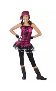 Fun World Girls Multi Color Rockin Skull Pirate Girl Costume Size Med 8-10