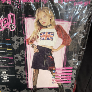 Union Jack Diva Punk Rock British Pop Star Fancy Dress Halloween Child Med 8-10