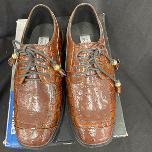 Boys Emilio Uno Brown Crocodile Lace Up Dress Shoes Size 13.5