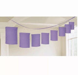 Purple Party Supplies Pack 8 Paper Lanterns Garland Hanging Decorations 12ft