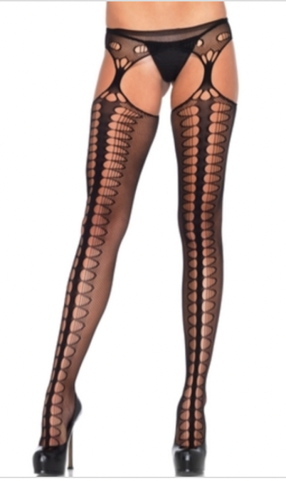 Sexy Leg Avenue Nylon Stockings with Garter Belt Black  OS 1062