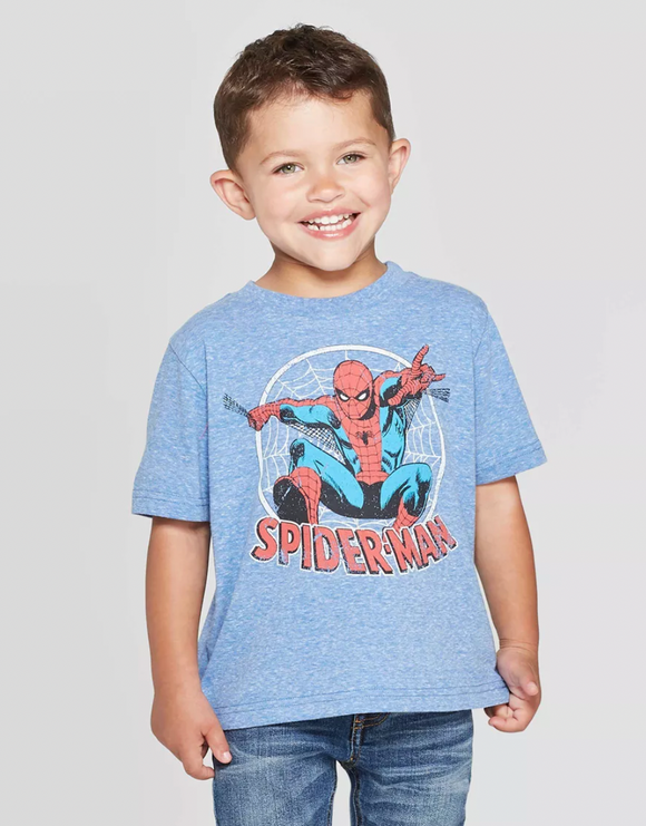 Toddler Boys' Disney Spider-Man Short Sleeve T-Shirt - Heather Blue 18M