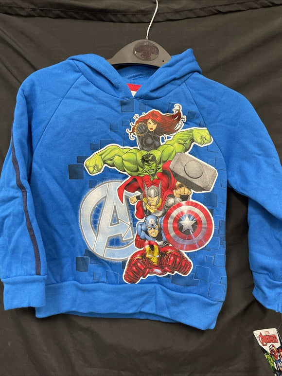 Marvel Avengers Heroes Kids Blue Hoodie Size 4