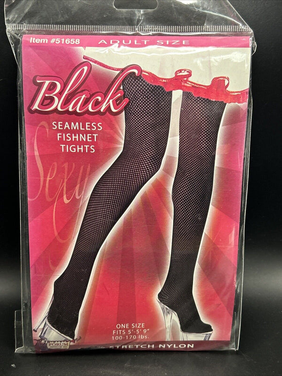 Black Fishnet Tights Seamless Pantyhose Adult Womens Halloween Costume Accessory