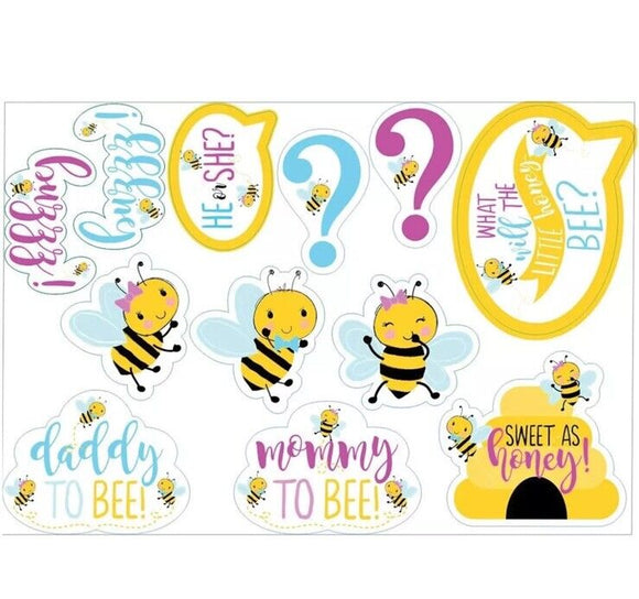 What Will the Little Honey Bee Animal Baby Shower Party Decoration Paper Cutouts