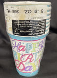 Sweet Party Bright Colors Modern Adult Happy Birthday Party 9 oz. Paper Cups