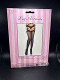 New Leg Avenue Thigh High Sheer Stockings Rhinestone Bow Backseam OS Black 1949