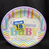 Baby Brights Chevron Stripes Modern Baby Shower Party 7" Paper Dessert Plates 18