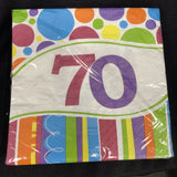 Party Creations Bright and Bold 70th Birthday Lunch Napkins, 18 Ct