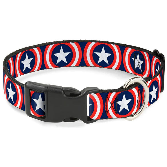 Plastic Clip Collar - Captain America Shield Repeat Navy- WCA012 Large